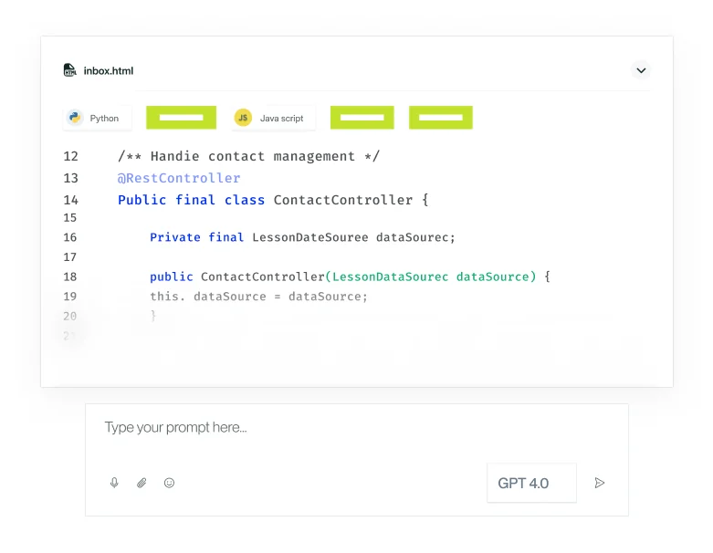 A code editor showing AI-generated source