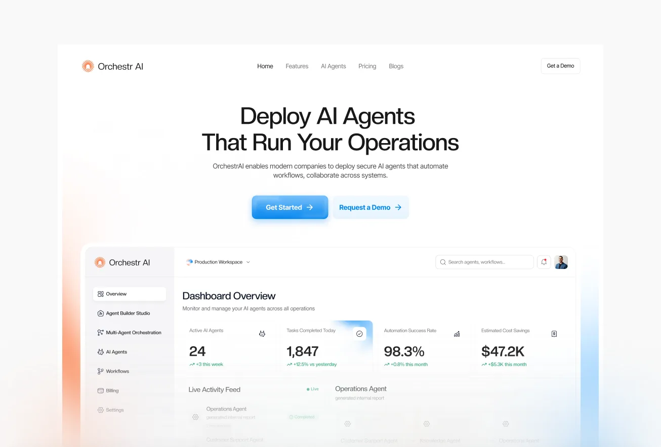 AI agents landing page concept