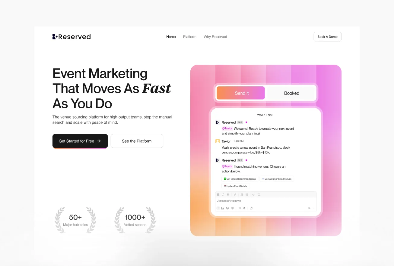 Reserved website homepage concept