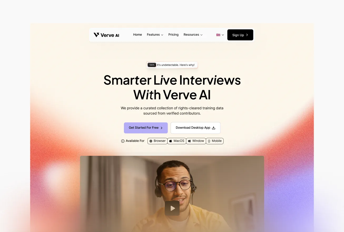 Verve AI live interview product page